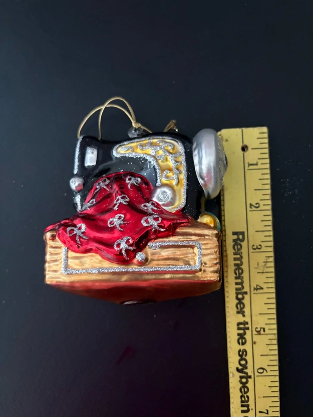 Vintage Blown Glass Antique Sewing Machine Ornament Seamstress Quilter Gift